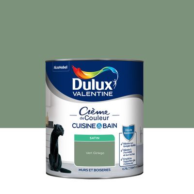 Peinture Crème de Couleur Cuisine et Bain Satin Vert Ginkgo 0,75 L