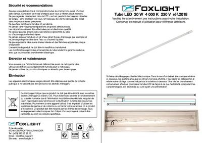 Tube led T8 culot G13 blanc chaud 20W 2000 lumens FOX