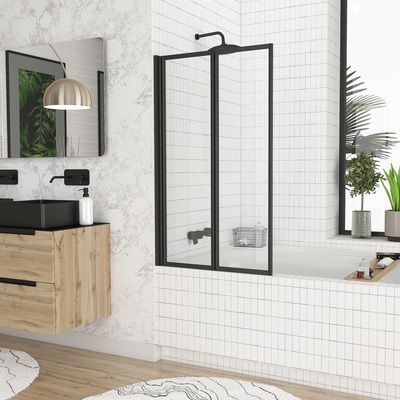 Pare-baignoire pivotant 2 volets noir mat 120 X 70 cm Duo AURLANE