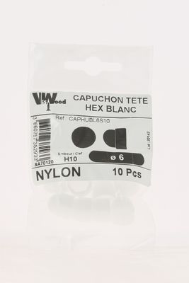 Capuchons tête hexagonale plastique blanc M6 par 10 VISWOOD