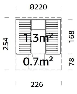 Sauna rond vitré Anita 1,3m2 + 0,7m2 épaisseur 42 mm Livraison incluse domicile  PALMAKO