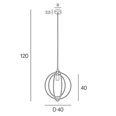 Suspension noir E27 60W Ø40 cmGALILEE - COREP