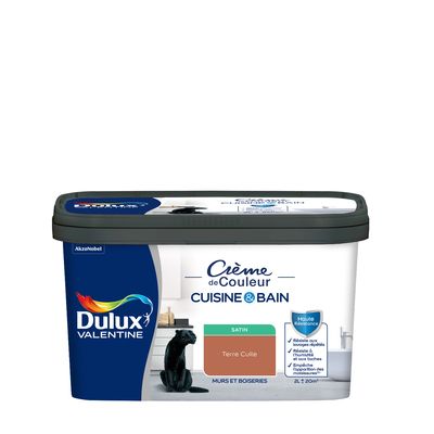 Peinture Crème de Couleur Cuisine et Bain Satin Terre Cuite 2 L