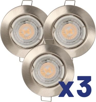 Lot de 3 spots encastrables GU10 fixe acier 380 lumens 3000K - QUARTZ ARLUX