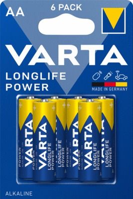 Lot de 6 piles alcalines LR06 Longlife Power (AA) - VARTA