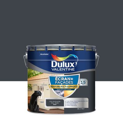 Peinture Ecran+ Façades Multi-supports Mat Gris Anthracite 10 L - DULUX VALENTINE