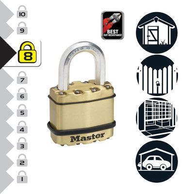 Cadenas à clés largeur 45 mm en laiton Excell® haute sécurité s'entrouvant par 2 MASTER LOCK