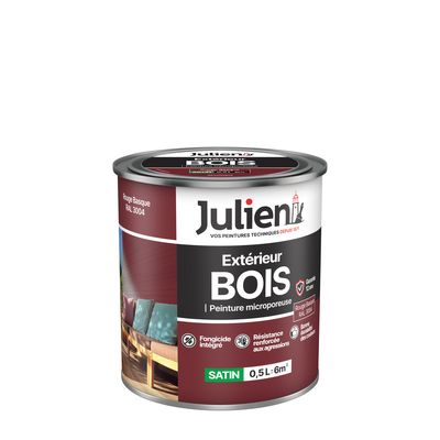 Peinture bois rouge Basque RAL 3004 500 ml JULIEN