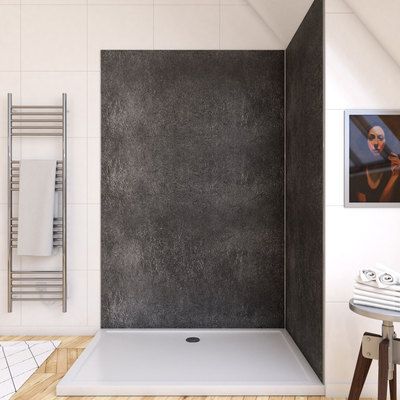 Panneau mural de douche pierre Silver Grey finition pierre 120 x 210 cm AURLANE