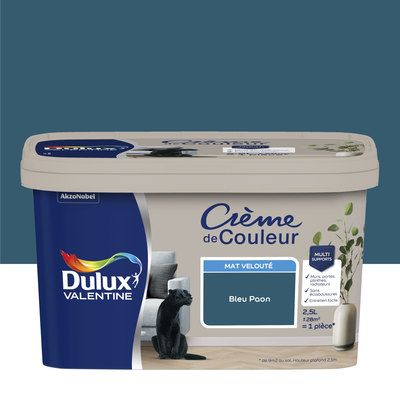 Peinture Crème de Couleur Bleu Paon mat 2,5 l - DULUX VALENTINE