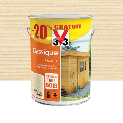 Lasure bois classique extérieure incolore 5 l + 20 % V33