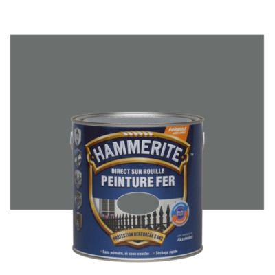 Peinture fer extérieur direct sur rouille finition martelé gris ardoise 2,5 l HAMMERITE