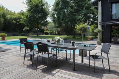 Table de jardin Elise rectangulaire 200/300 graphite grise ALIZE