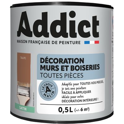 Peinture décoration Murs et Boiseries SATIN 0.5 L taupe - ADDICT