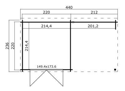 Abri de jardin bois SOPHY NATUREL 4,60 m² int. + extension 4,31 m²