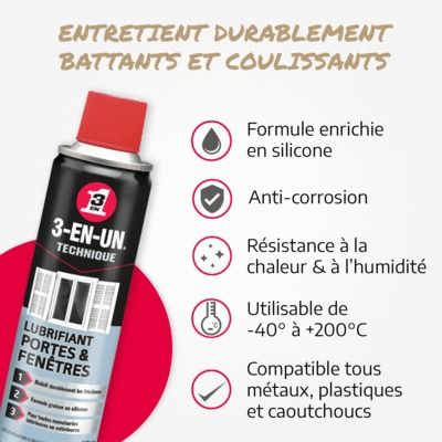 Lubrifiant pour portes et fenêtres 250ml 3-EN-UN