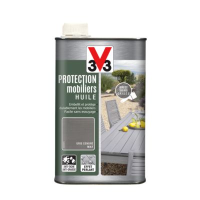 Huile de protection pour mobilier extérieur gris cendré 1 l V33