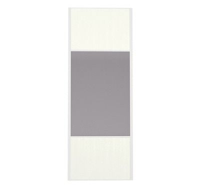 Porte de placard Miroir et Blanc Nacré Structuré Profil blanc H 248,5 x L 92,2 cm YNGENIO