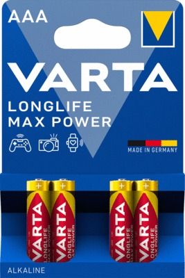 Piles alcalines maxi power LR03  par 4 VARTA