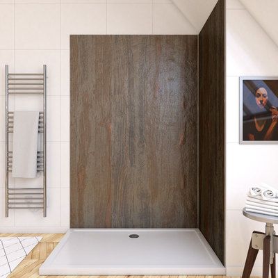 Panneau mural de douche pierre de mica Wood Stone finition pierre 120 x 210 cm AURLANE