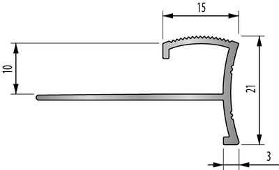 Nez de marche aluminium anodisé ép. 10 mm long. 250 cm DINAC