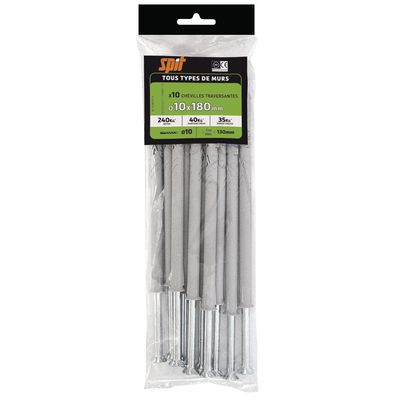 Chevilles nylon long 10 x 180 mm par 10 SPIT