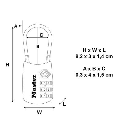 Cadenas à combinaison largeur 30 mm avec anse flexible MASTER LOCK