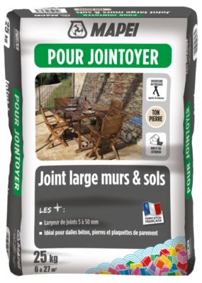 Mortier joint large mur & sol exterieur ton Pierre 25kg MAPEI