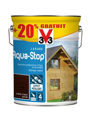 Lasure bois Aqua-Stop® protection intérieure et extérieure chêne foncé 5 l + 20 % V33
