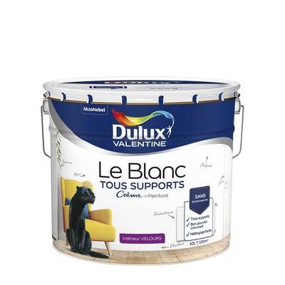 Peinture acrylique Tous Support blanc velours 10 l - DULUX VALENTINE