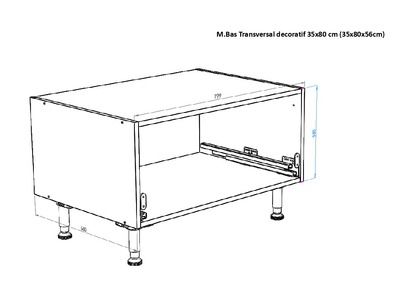 Caisson cuisine bas blanc L 80 x P 56 x H 35 cm OFITRES