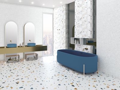 Faïence blanche effet terrazzo ANAIS 25 x 75 cm paquet 1,31 m²