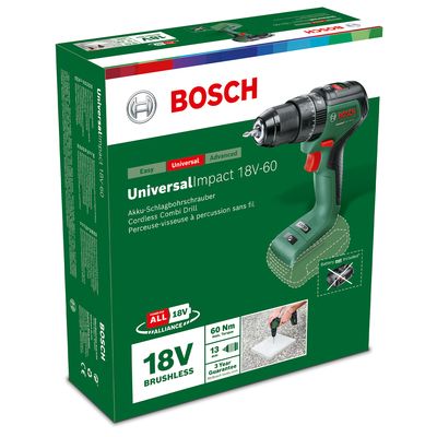 Perceuse - visseuse à percussion sans fil Universalimpact Brushless seule sans batterie 18 V BOSCH