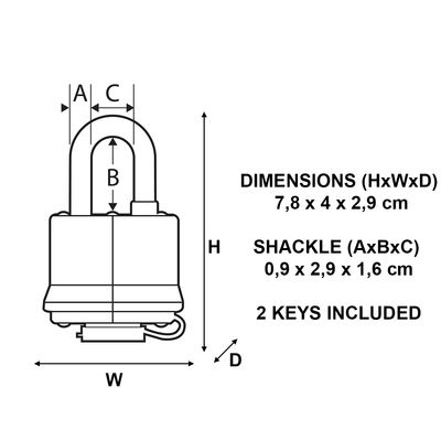 Cadenas à clés largeur 40 mm en thermoplastique MASTER LOCK