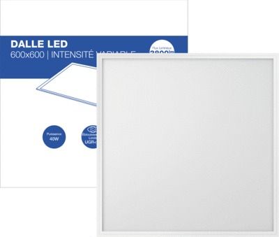 Dalle Led intégrée encastrable 60 x 60 cm blanc dimmable 40 W 4500 Lumens