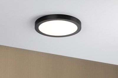 Plafonnier LED intégrée Abia rond noir mat diamètre 30 cm 3200 lumens PAULMANN