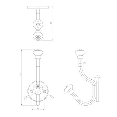 Patère 2 têtes à fixer alu porcelaine CIME