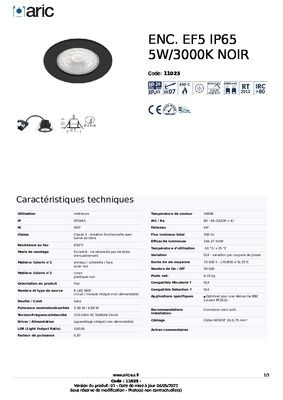 Spot à encastrer IP65 Dimmable BBC 3000K Noir 500 lumen ARIC