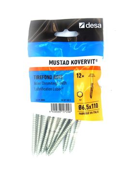 Tirefond Kovervit TH 6.5 x 110 mm par 12 MUSTAD