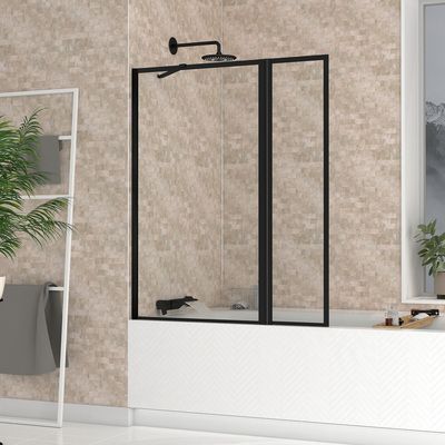 Pare-baignoire avec volet pivotant noir mat Edge 130 x 70+30 cm Edge AURLANE