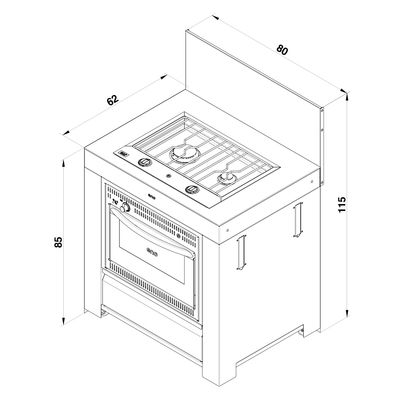 Combiné cuisine d'extérieure avec plaque 2 feux et four à gaz Modulo ENO