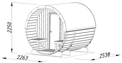 Sauna rond bois naturel Anita 1,3m² épaisseur 42 mm PALMAKO