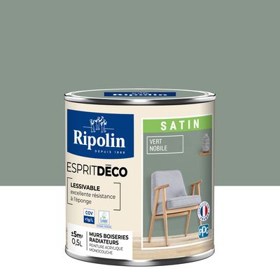 Peinture Intérieure Couleur - Satin - 0,5L - Vert Nobile - RIPOLIN