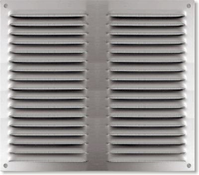 Grille d'aération carrée à persiennes en aluminium anodisé avec moustiquaire L 200 mm x l 200 mm AUT