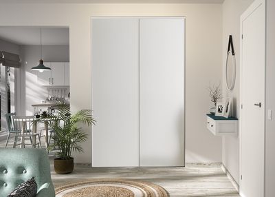 Portes de placard coulissantes blanc veiné 2 vantaux H 2,50 m x L 1,20 m OPTIMUM