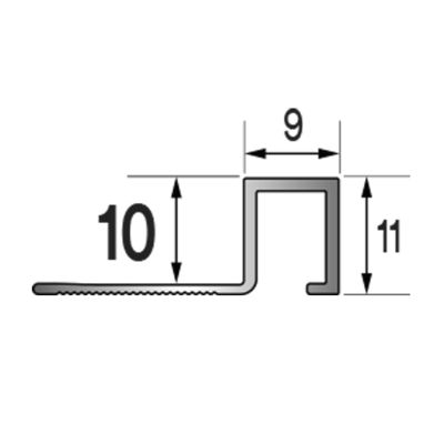 Arrêt droit Listel 10 mm aluminium titane brossé 2,50 m DINAC