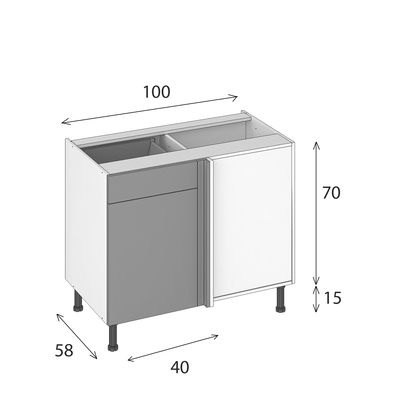 Caisson cuisine bas angle blanc L 100 x H 70 x P 56 cm OFITRES