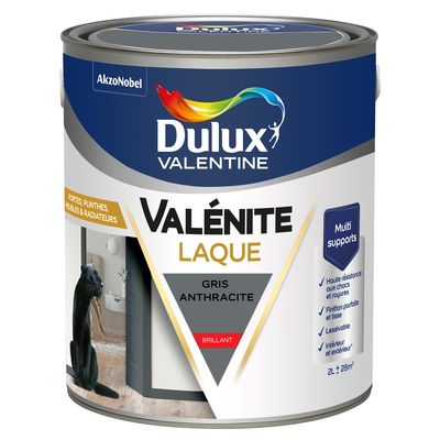 Peinture Boiseries Laque Acrylique ValéniteGris Anthracite Brill 2 L - DULUX VALENTINE