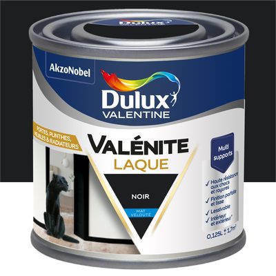 Peinture Boiseries Laque Acrylique Valénite Noir Mat 125 ML - DULUX VALENTINE