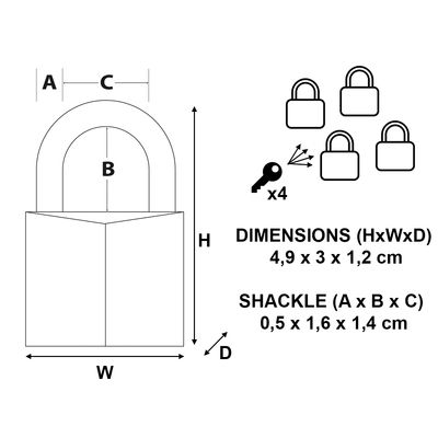 Cadenas à clés largeur 30 mm en laiton s'entrouvant par 4 MASTER LOCK